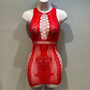 Red String Bodycon Dress NWOT One Size